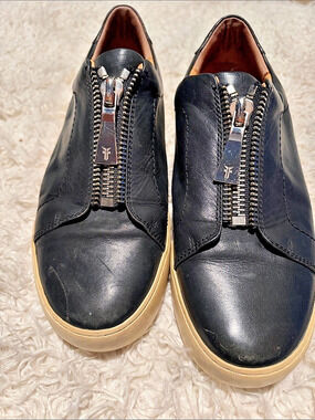Frye Lena Zip Low Sneaker Black Leather Sneakers